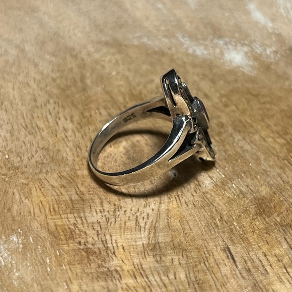 Vintage Marcasite & Amethyst 925 Sterling Silver Ring - Picture 4 of 11